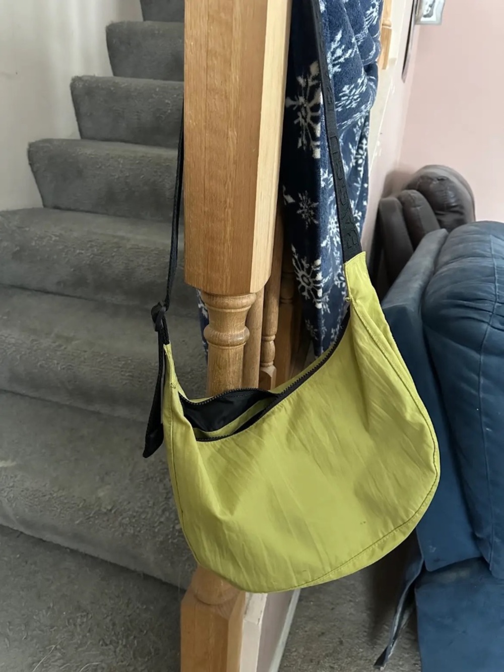 Medium Nylon Crescent Baggu in Lemongrass